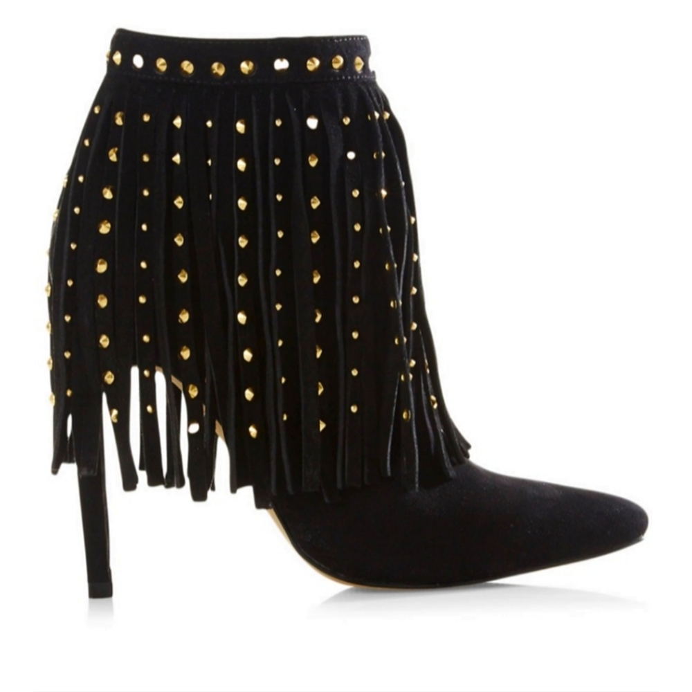 Express studded fringe ankle boots